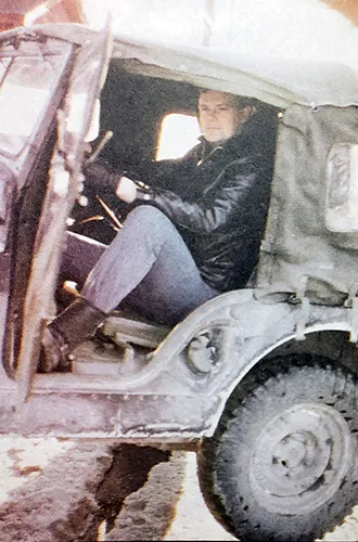 Barry Blair driving a forklift