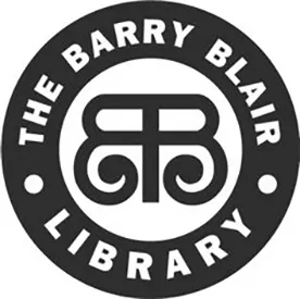 The Barry Blair Library logo shows two Bs in a circle