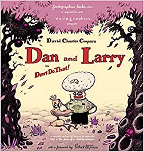 Image shows Dan and Larry walking in a surrealistic forest