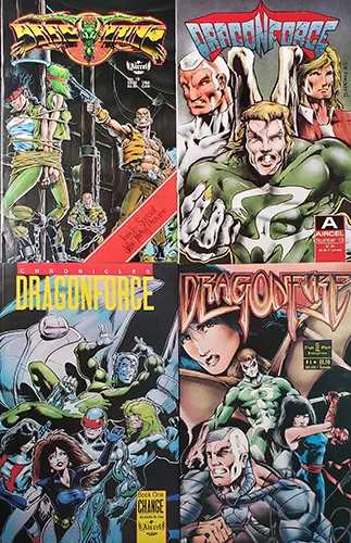 Image shows covers from Dragonring, Dragonforce, Dragonforce Chronicles, and Dragonfire