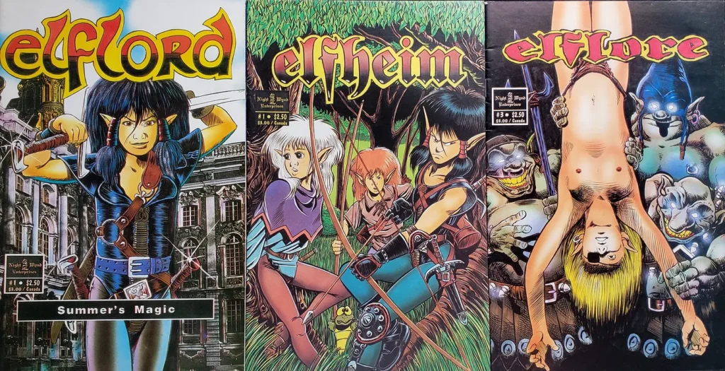 Image shows covers from Elflord, Elfheim, and Elflore